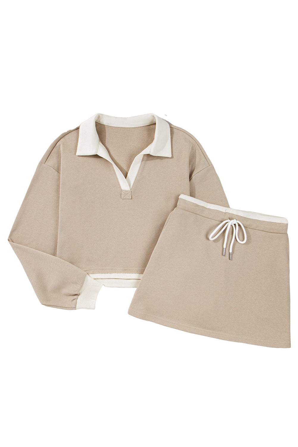 Cropped Top Drawstring Skirt Set