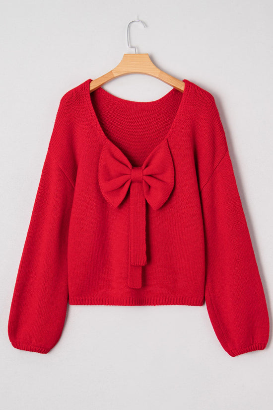 Festive Bow‑Back Backless Jumper