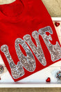 Red Sequined LOVE Letter Valentines T-shirt