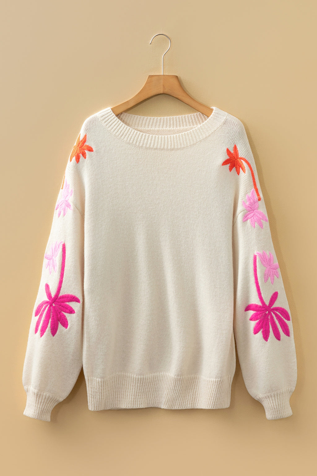 Floral Embroidered Sleeve Jumper