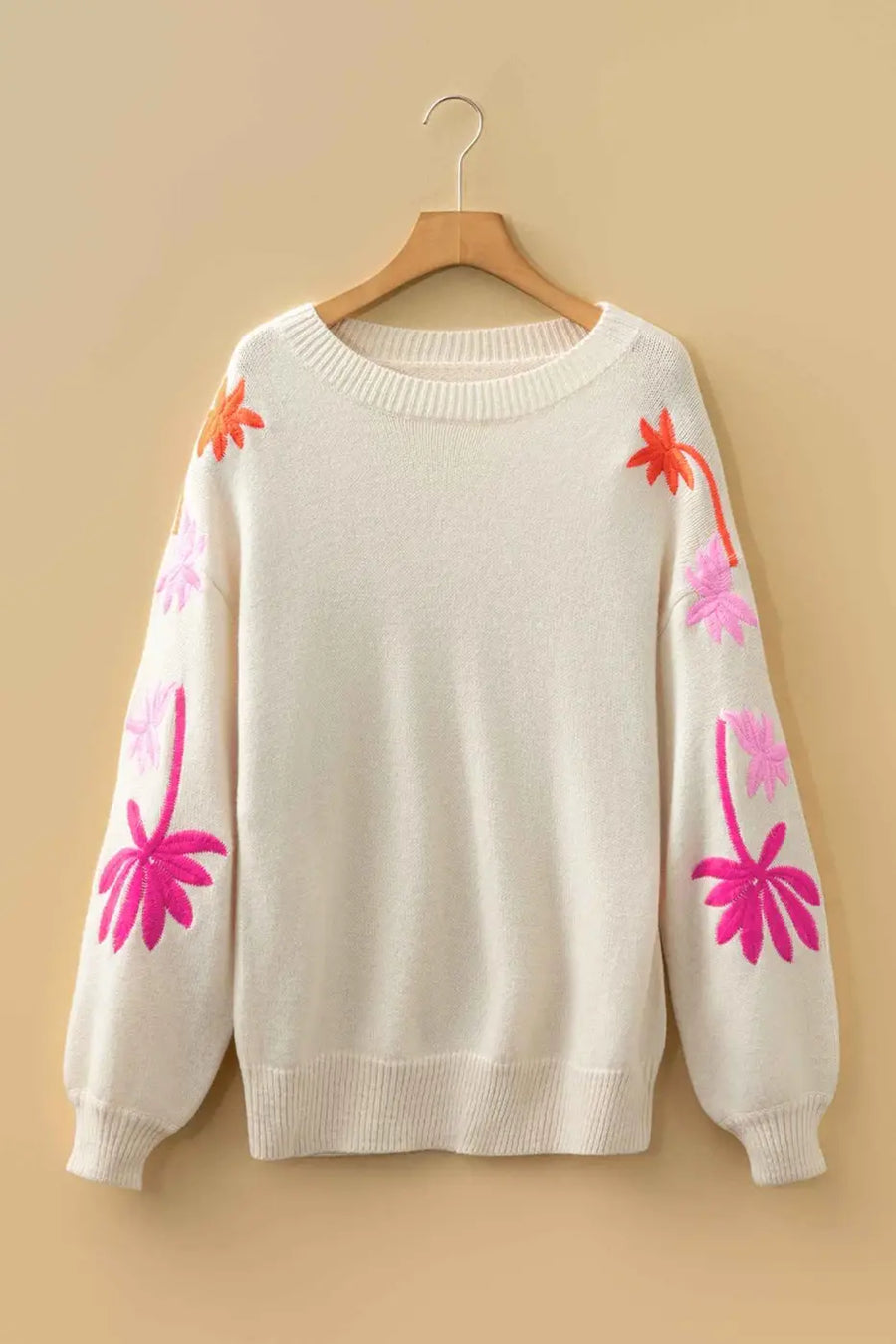 Women’s floral embroidered sleeve jumper | fashionfitz uk