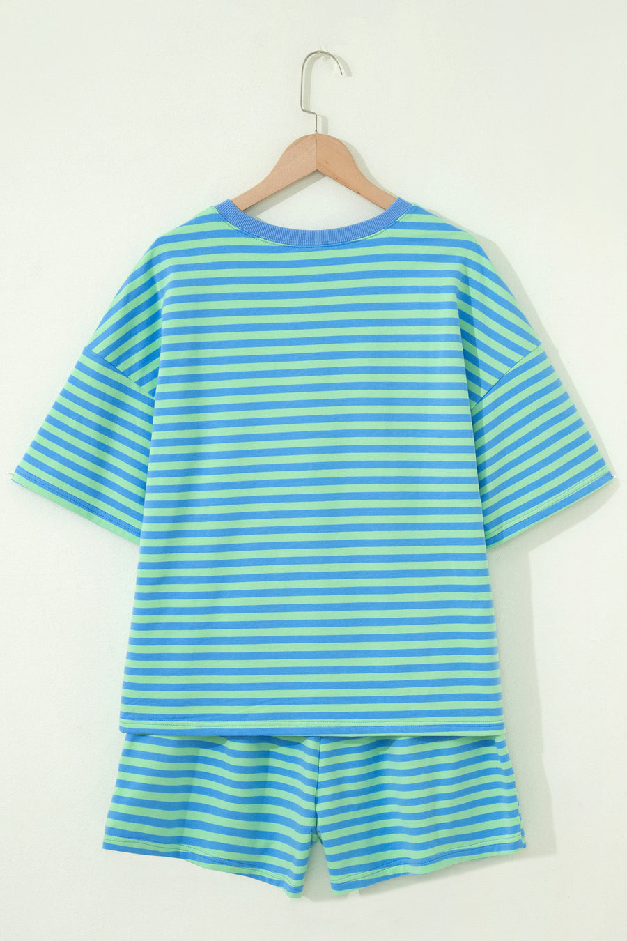 Ribbed Stripe Cotton Tee & Shorts Set Women UK