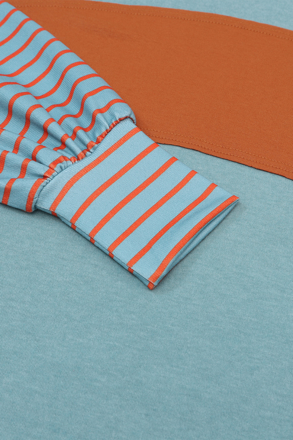 Green Colorblock Bishop Sleeve Top - Striped Casual Chic