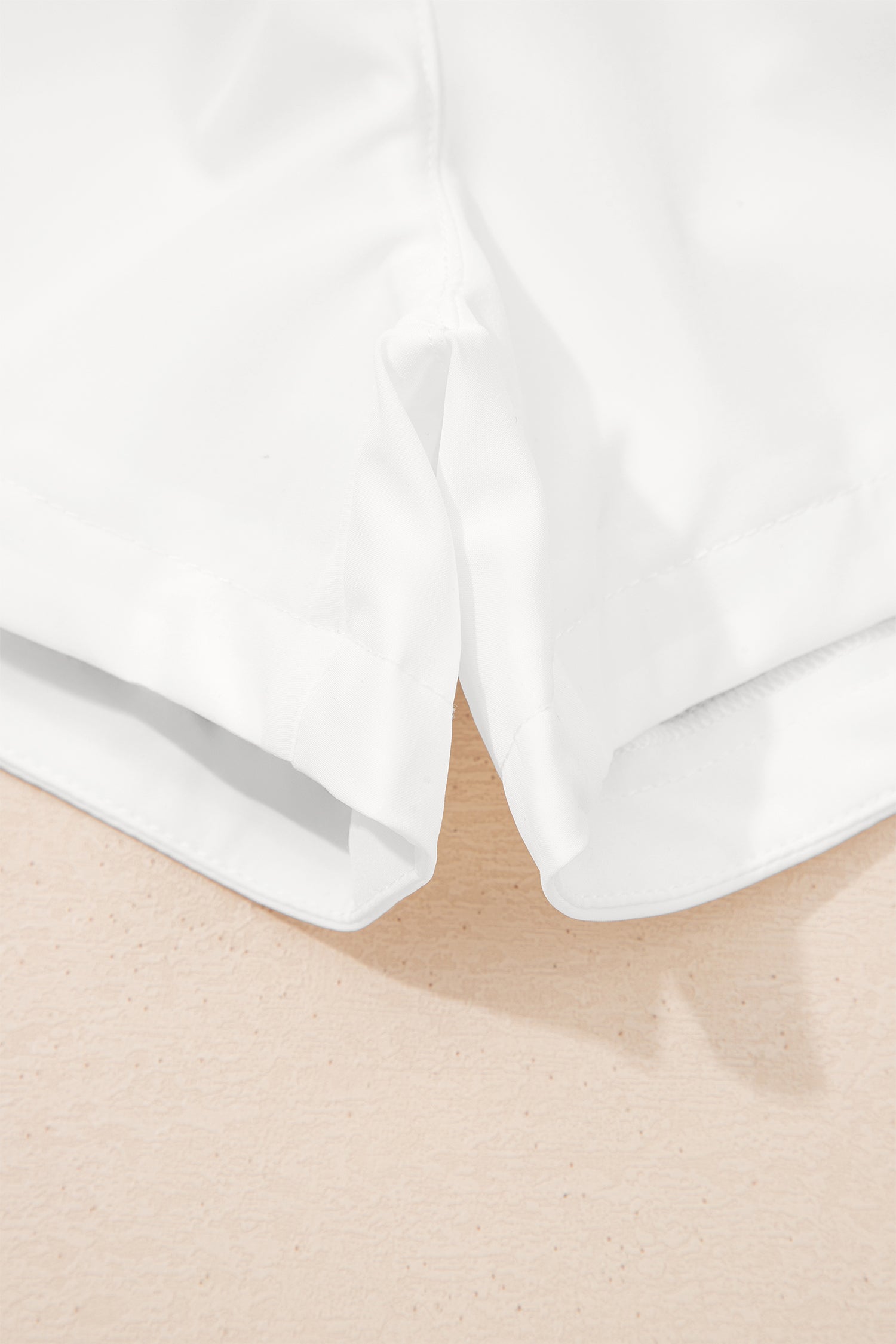 White Ribbed High Waist Athletic Shorts