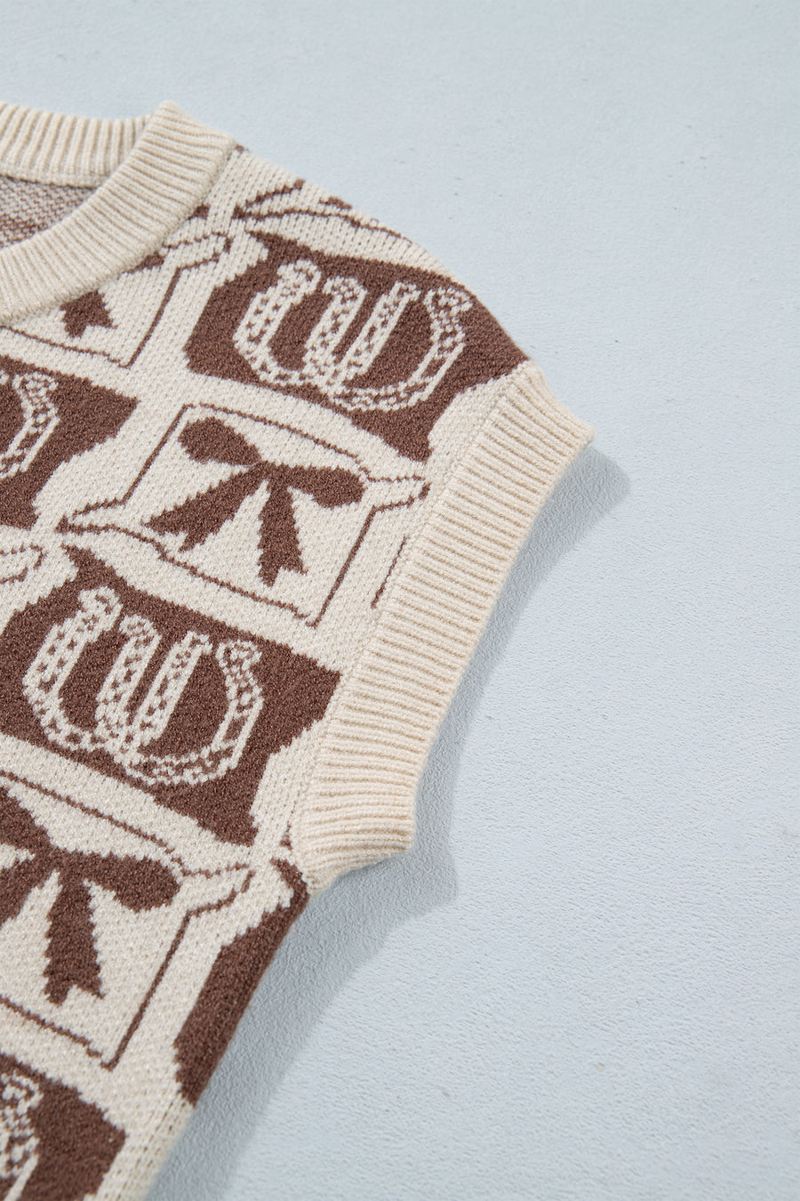 Western Horseshoe Bow Pattern Sleeveless Sweater Vest