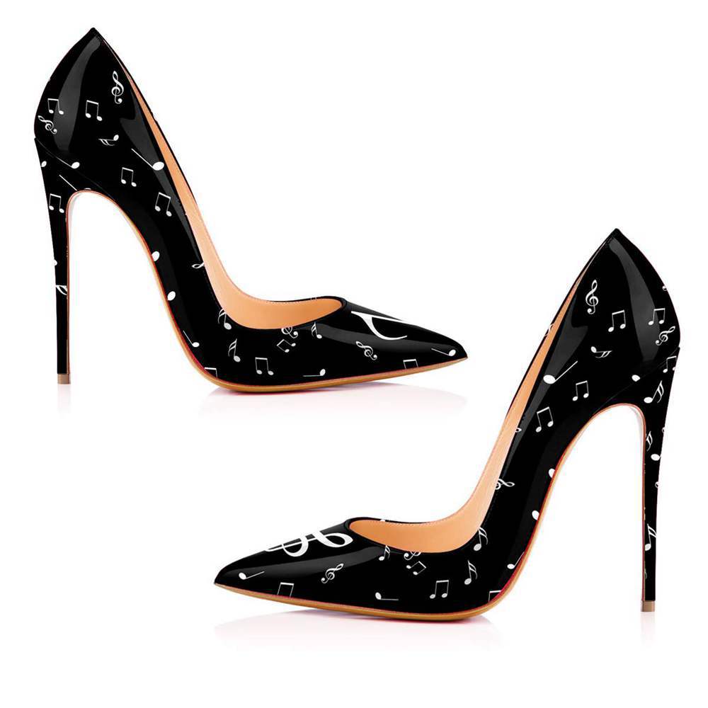 Black and white stiletto high heels