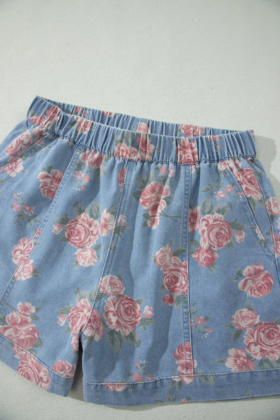 Floral Denim Short Sleeve Top and Shorts Set Women UK — second colourway | Fashionfitz UK