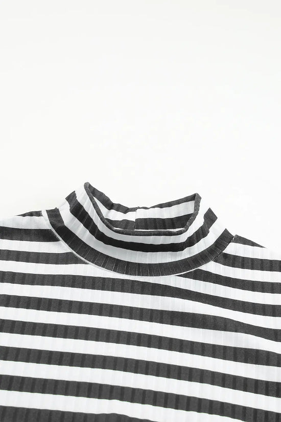 Striped textured knit long sleeve tee clothing tops