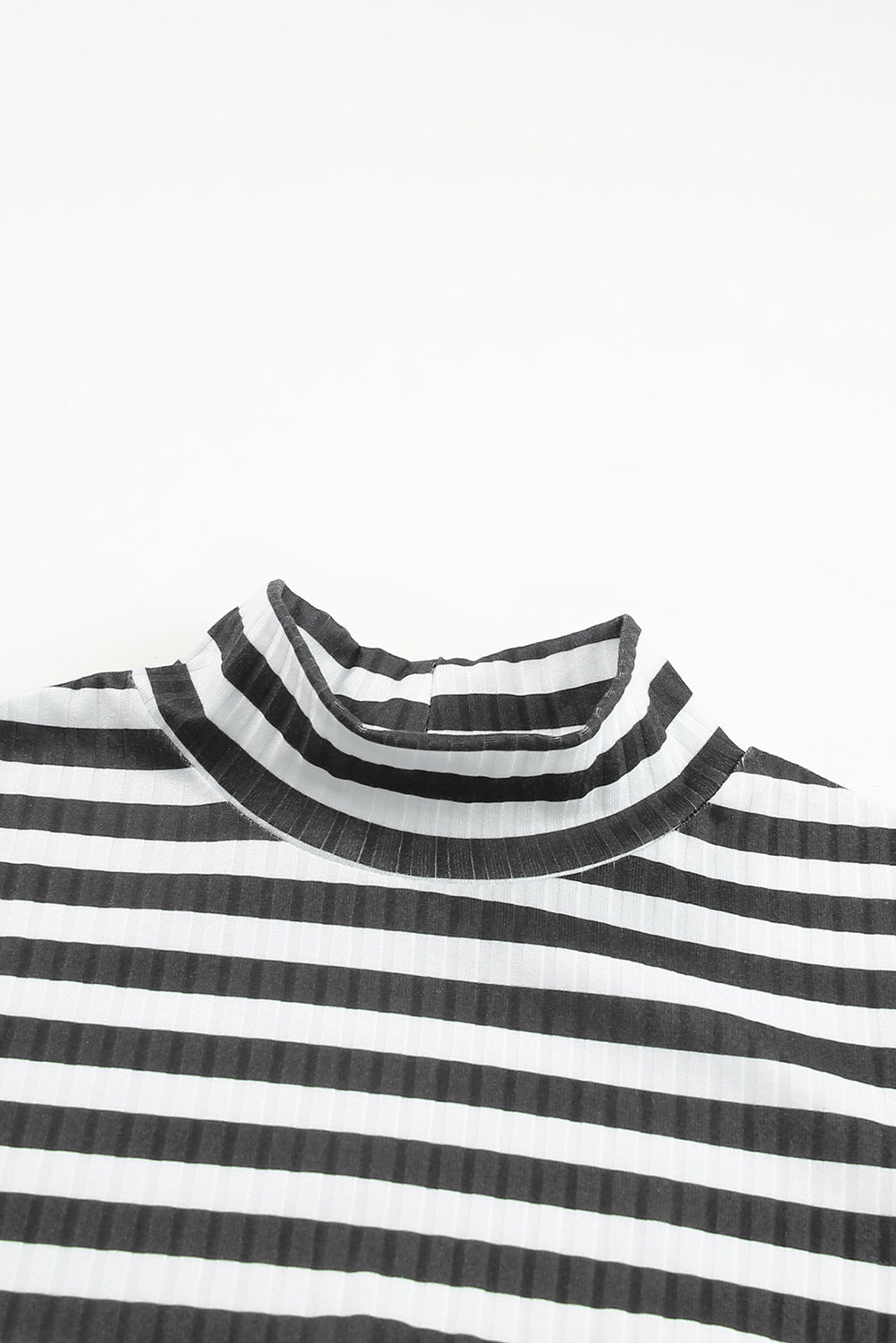 Striped Textured Knit Long Sleeve Tee