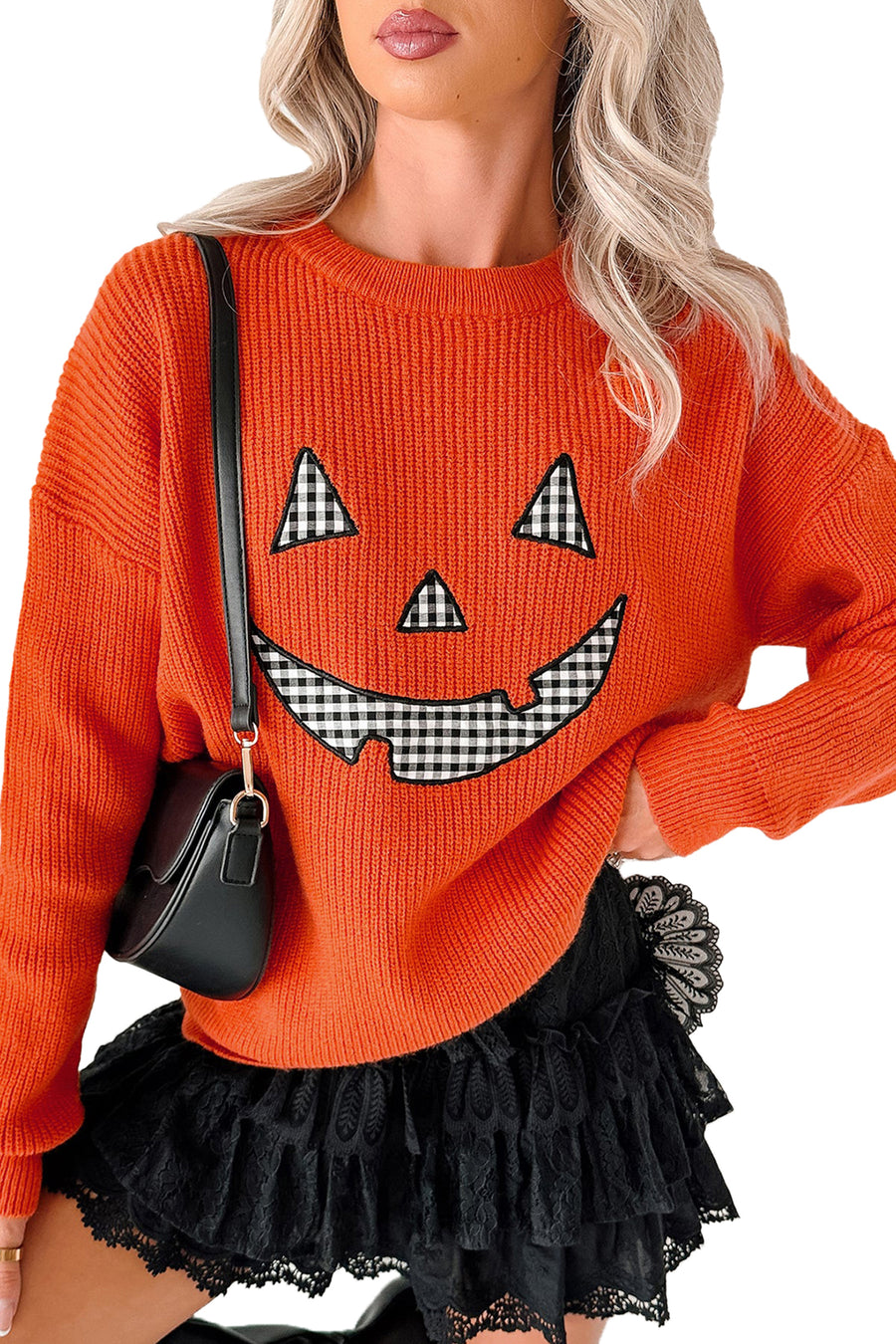 Halloween Drop Shoulder Round Neck Sweater