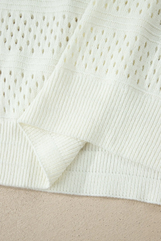 Plus size eyelet hollow out knit short sleeve sweater women uk | fashionfitz