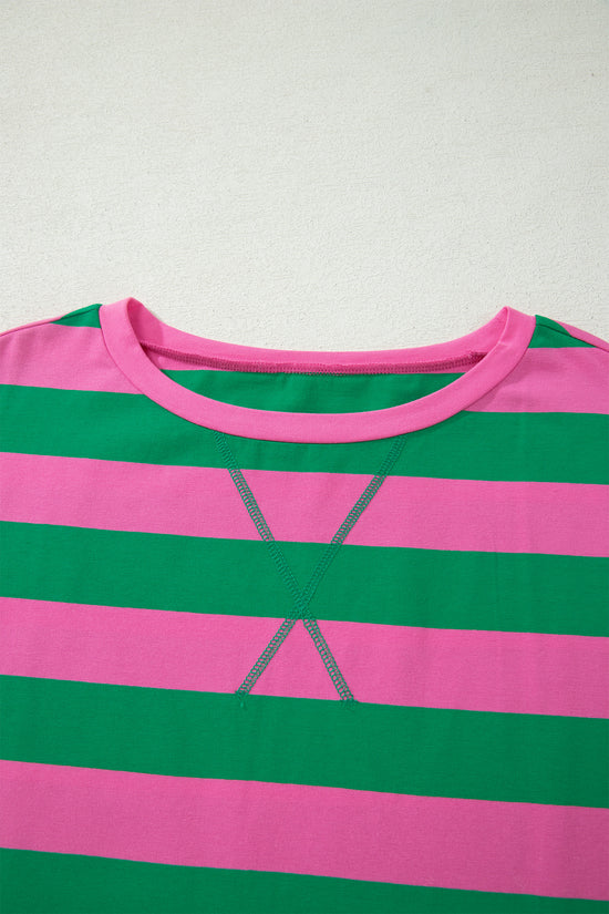 Yellow Stripe Dolman Tee & Drawstring Skort Athletic Set Women UK