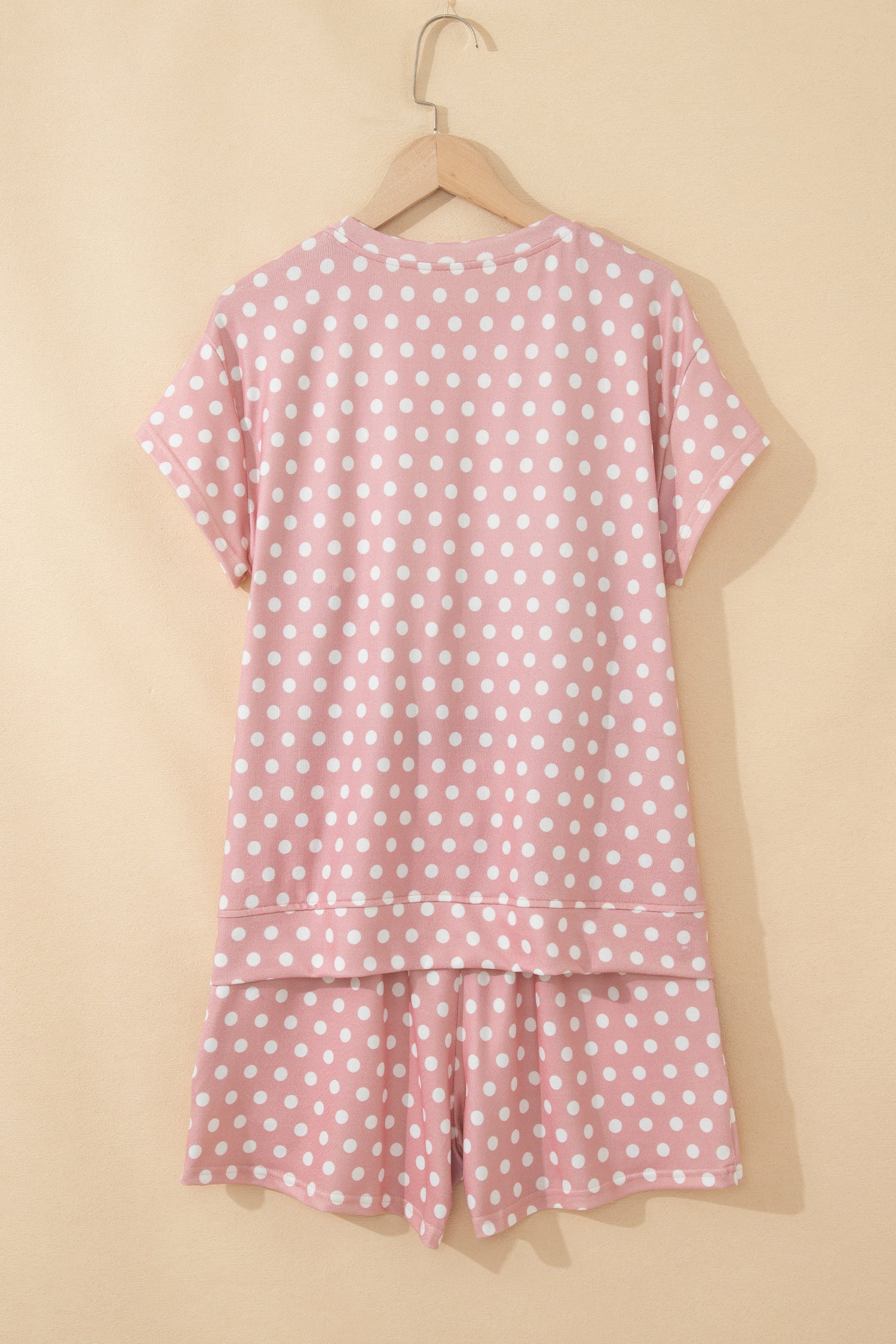 Polka Dot Print Round Neck Short Sleeve Top & Shorts Co-Ord Set