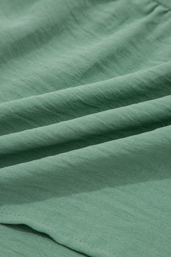 Smoke Green Embroidered Sleeve Tiered Blouse