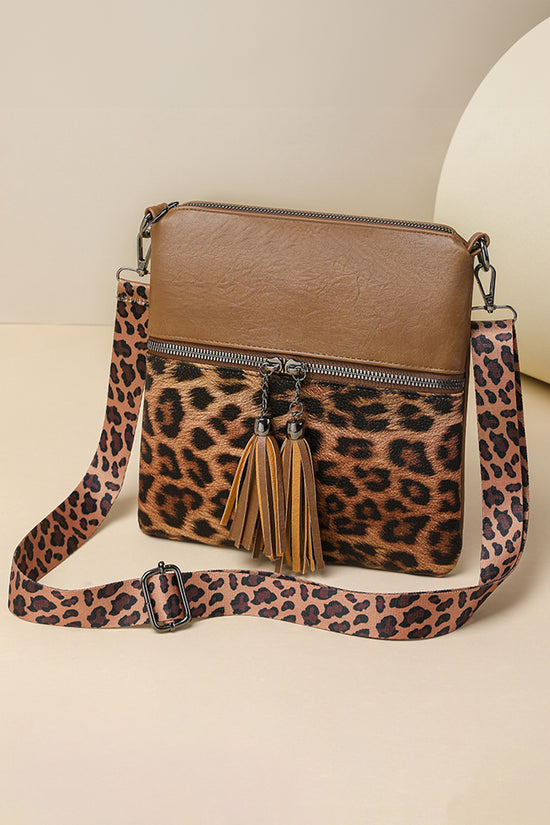 Leopard Contrast PU Leather Mini Shoulder Bag Women UK