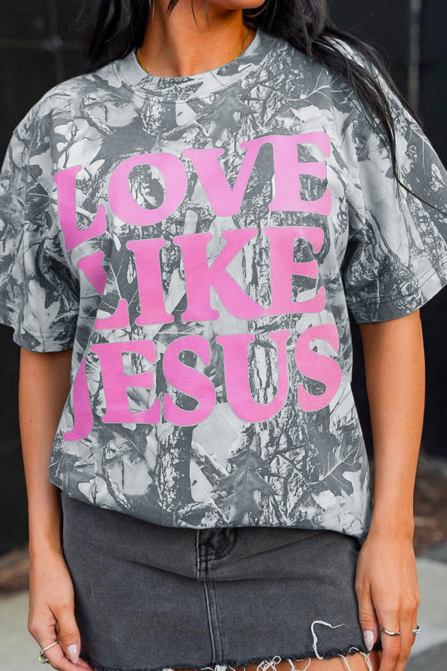 Beige Camo Woodland LOVE LIKE JESUS Casual Tee