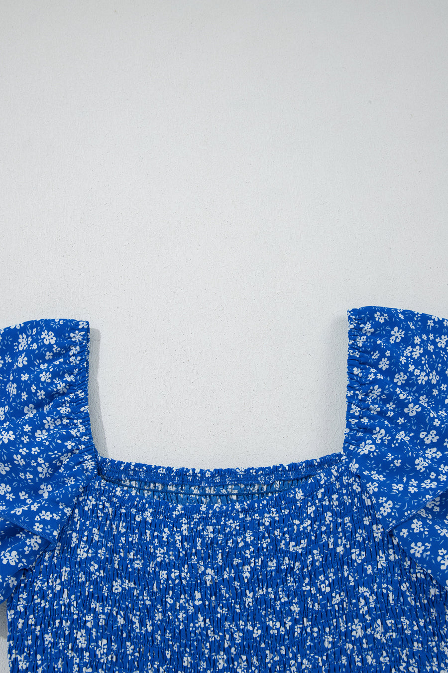 Floral Smocked Square Neck Midi Dress Women UK