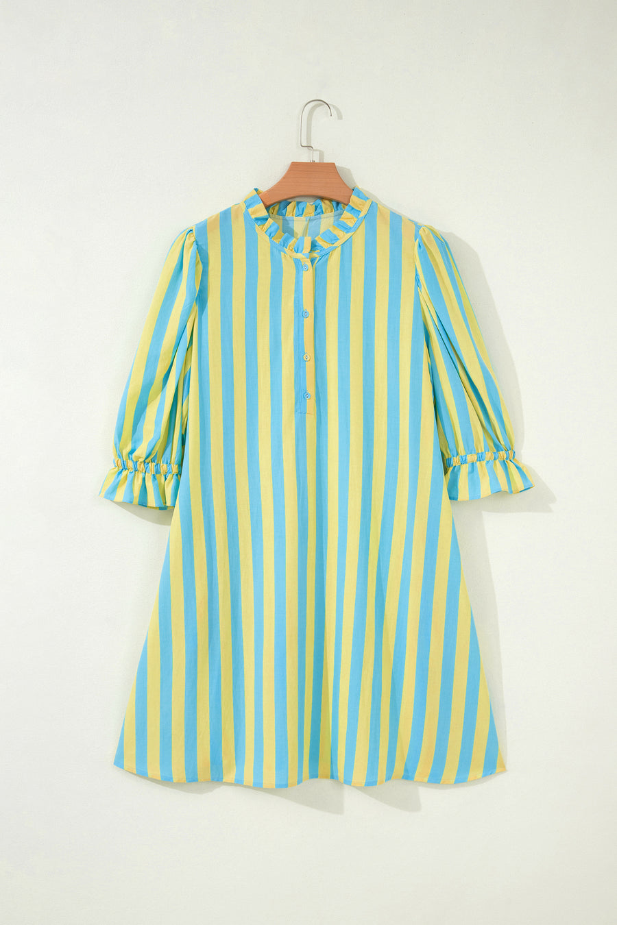 Red Stripe Puff Sleeve Mini Dress Women UK