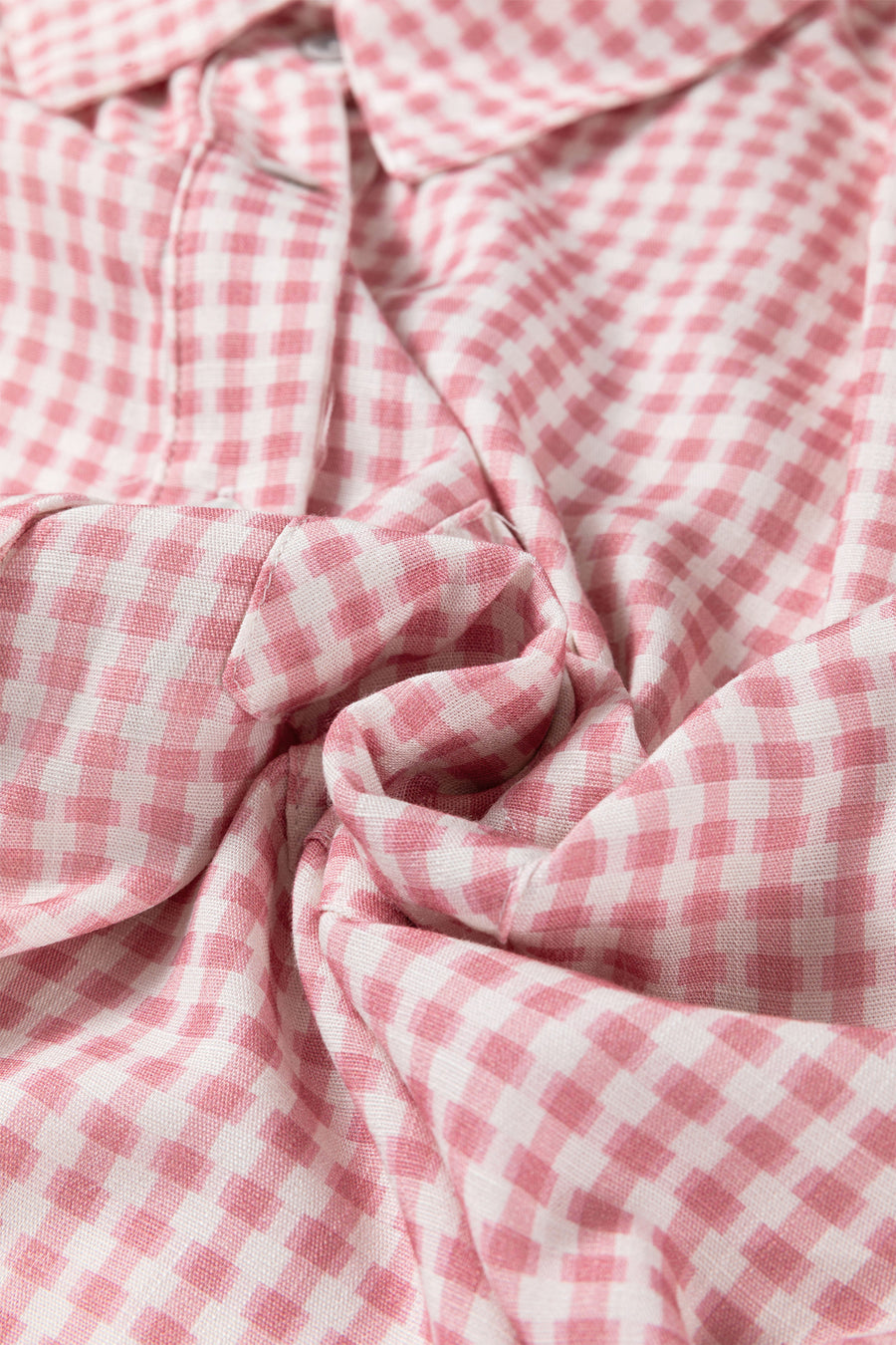 Plaid Ruffle Hem Half Sleeve Blouse Women UK