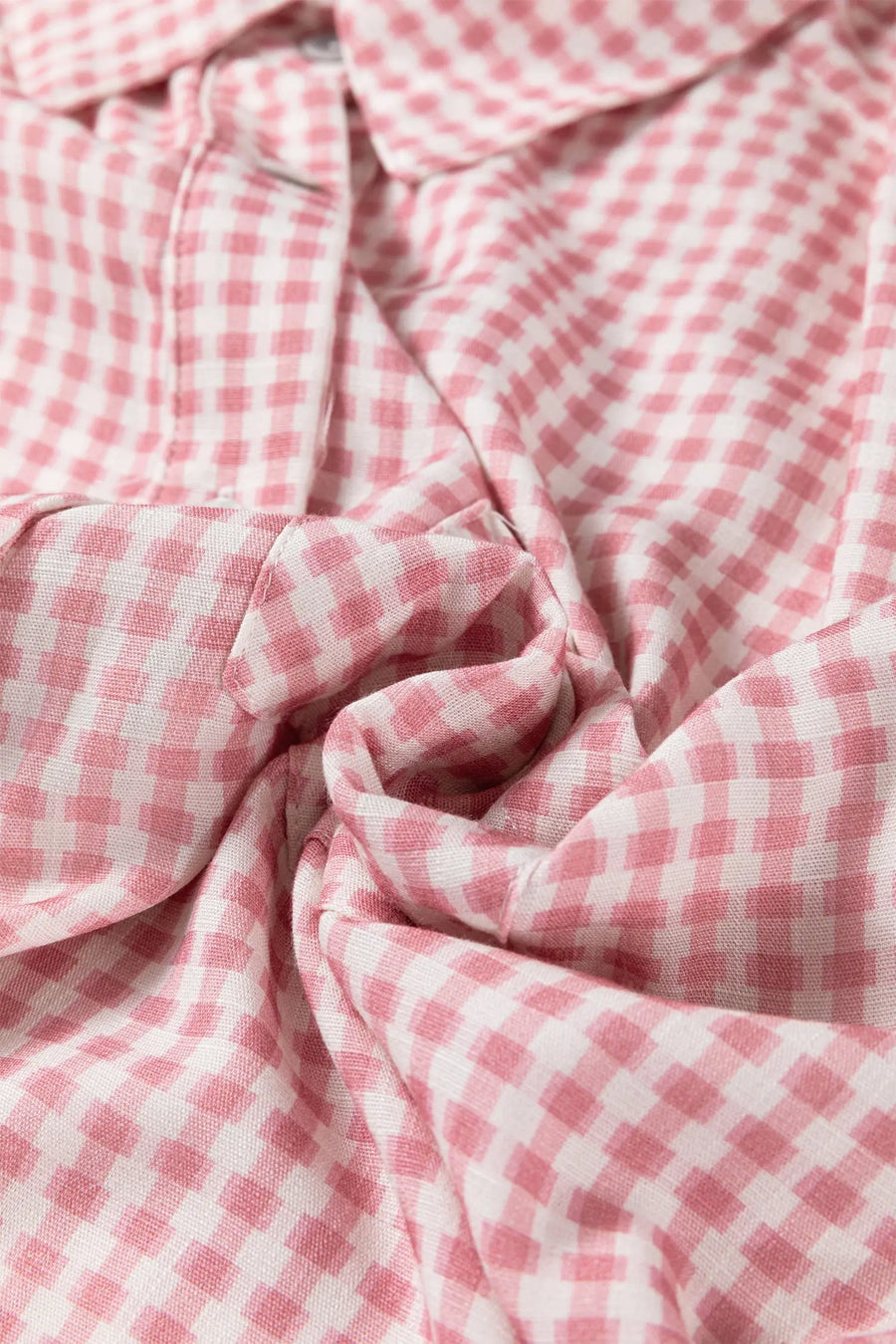 Plaid Ruffle Hem Half Sleeve Blouse Women UK