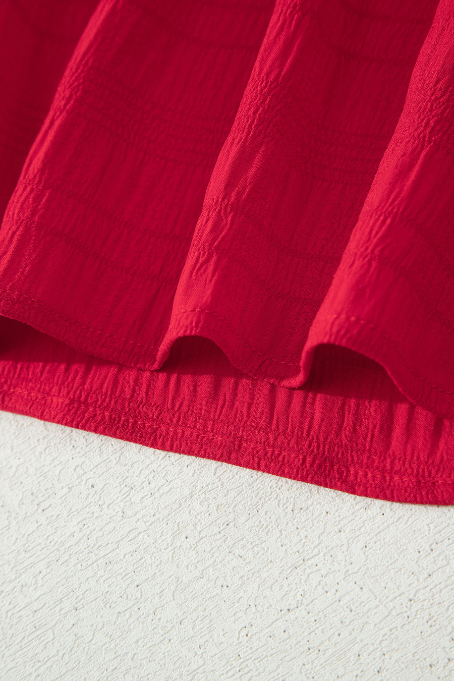 Textured Square Neck Cap Sleeve Top & Shirred High Waist Shorts Set — detail third option | Fashionfitz UK