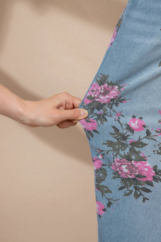 Garden Floral Print Low Rise Bootcut Denim Jeans