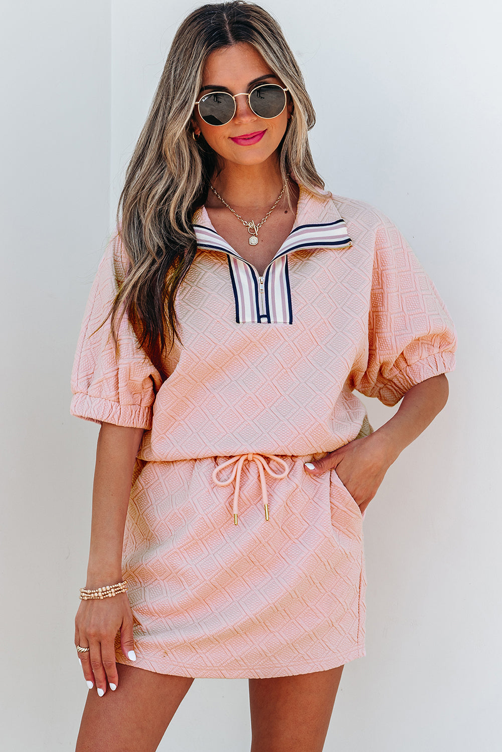 Blush Stripe Chic Skirt Set