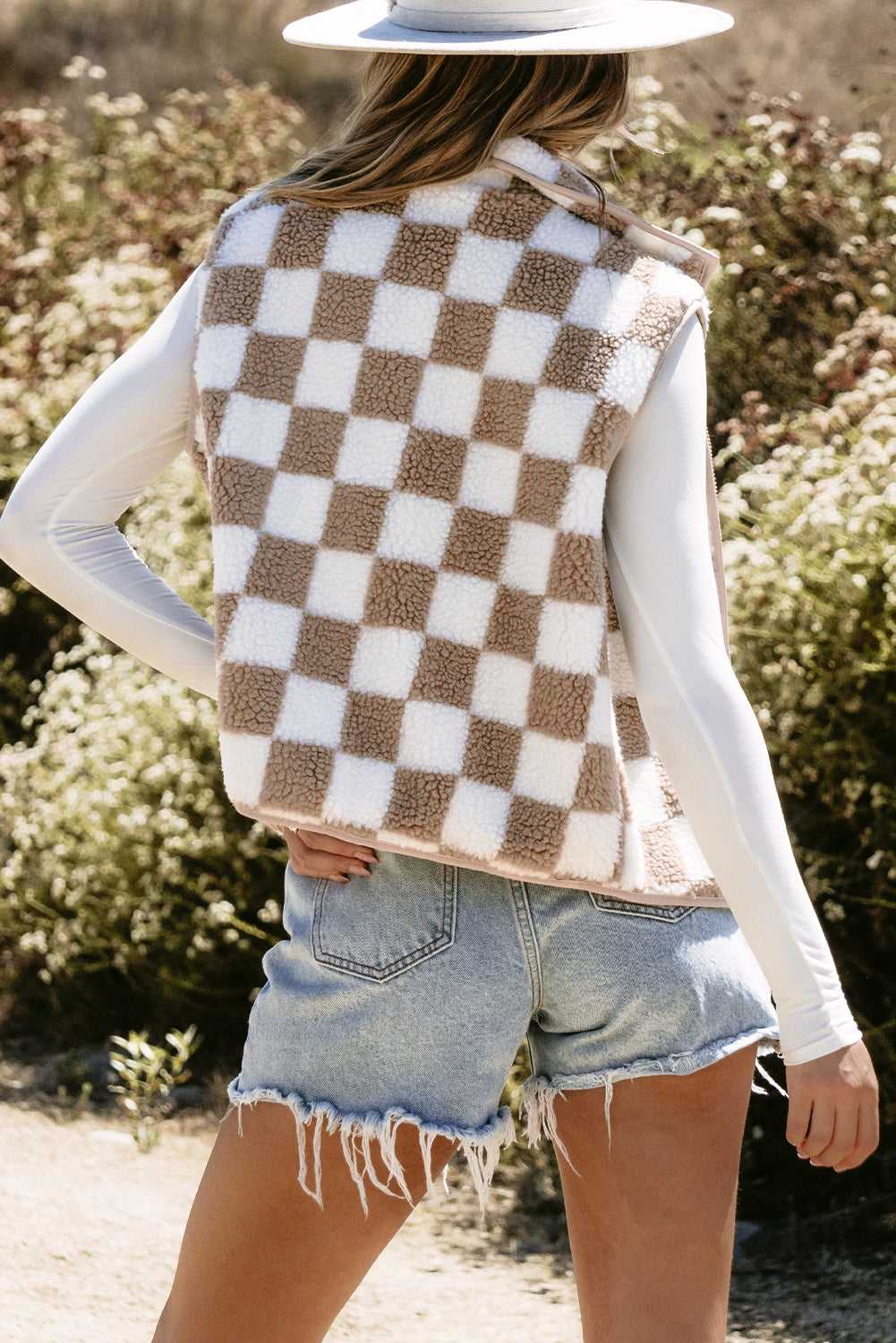 Monochrome Mosaic Sherpa Vest