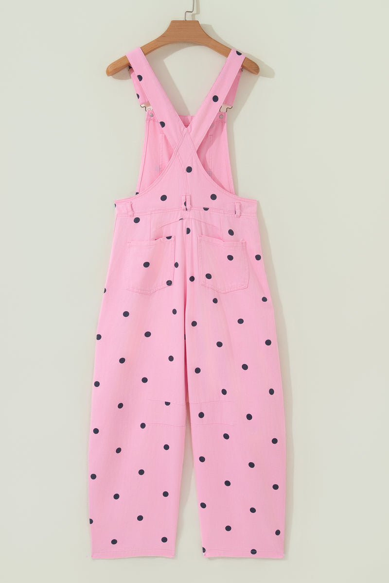 Polka Dot Denim Barrel Overalls Jumpsuit Women UK