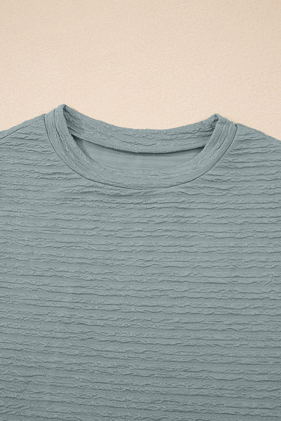 Beau Blue Solid Color Textured Crew Neck Tank Top