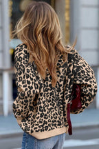 Chunky knit cardigan in black and grey animal print