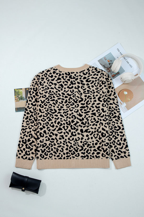 Oversized Chunky Knit Leopard Cardigan