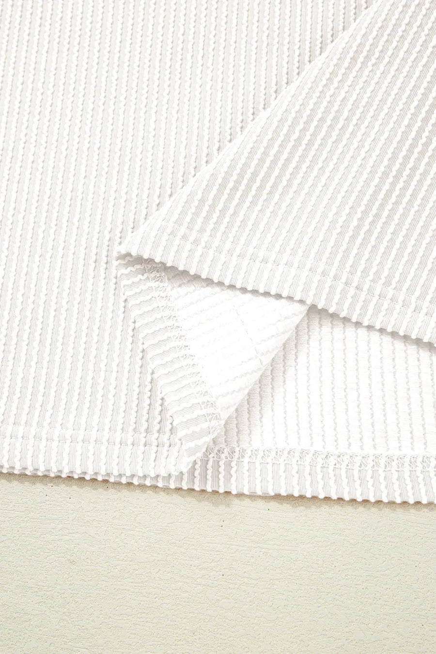 White Corded Colorblock Crewneck Tee — full length view on model | Fashionfitz UK