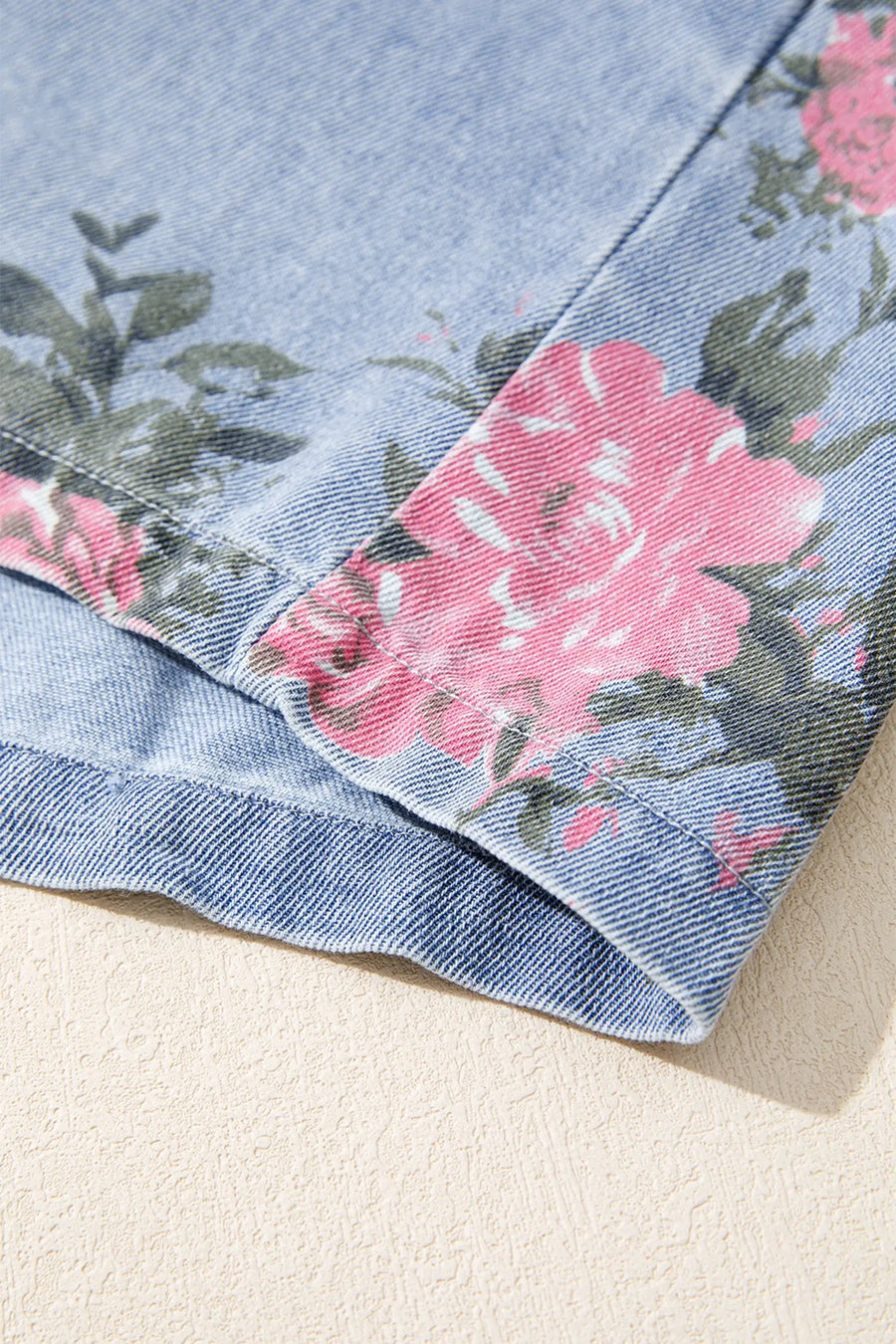 Sky Blue Denim Floral Button Down Shift Dress Women UK