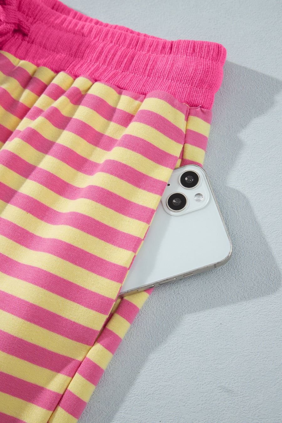 Pink Stripe Colourblock Crew Neck Tee & Drawstring Pant Set