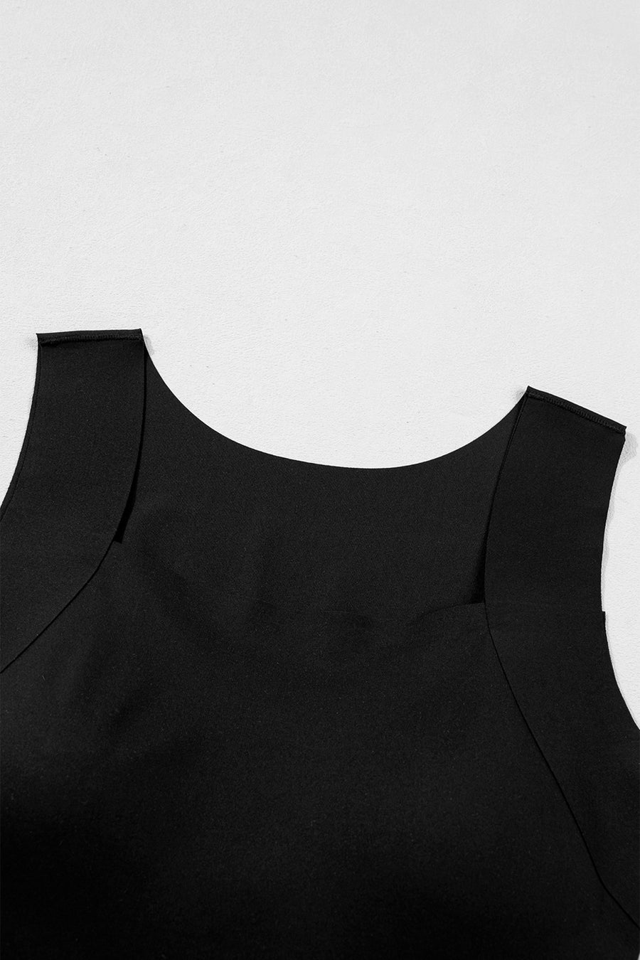 Wide Strap Splicing Athleisure Square Neck Tank Top Women UK