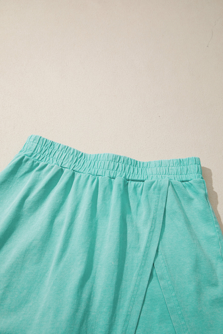 Mineral Wash V-Neck Tee Skort Set Two Piece Co-Ord High Waist Split Mini — front detail | Fashionfitz UK