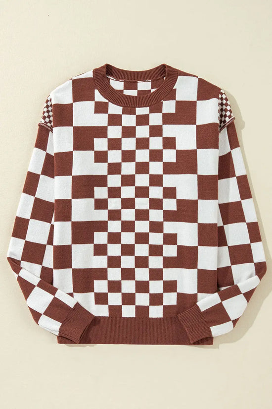 Smoky plaid soft knit jumper sweaters