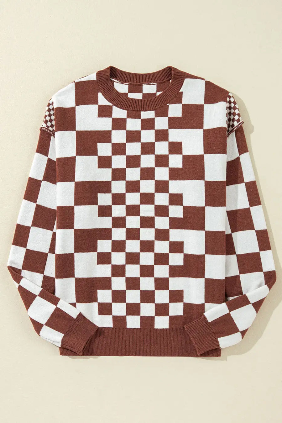 Smoky plaid soft knit jumper sweaters