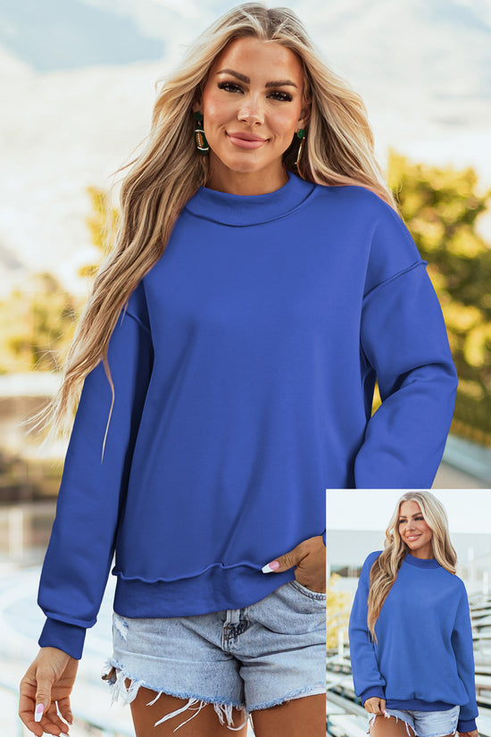 Drop Shoulder Reversible Mock Neck Sweatshirt Women UK