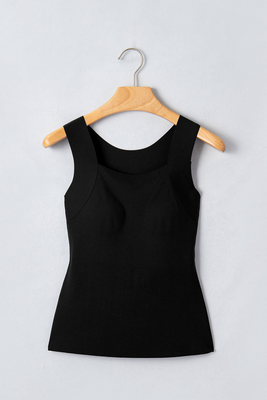 Wide Strap Splicing Athleisure Square Neck Tank Top Women UK