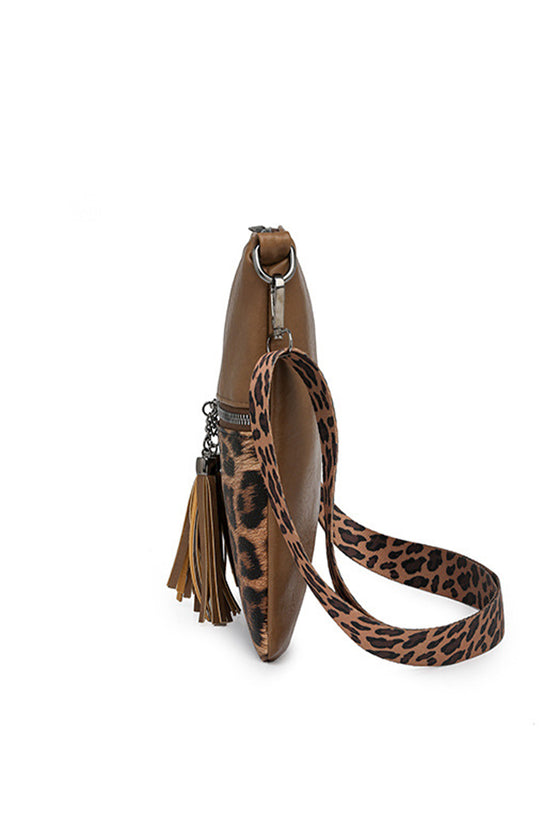 Leopard Contrast PU Leather Mini Shoulder Bag Women UK