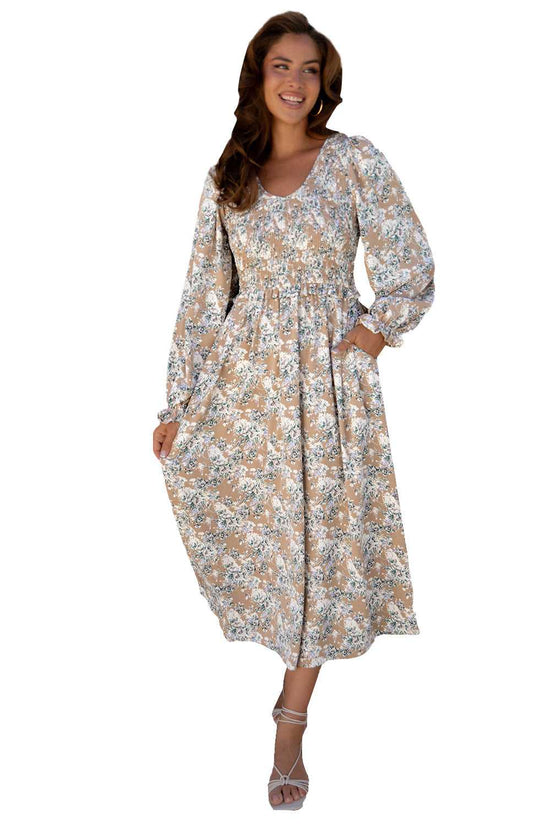 Maple Grove Floral Maxi Dress - Smocked Puff Sleeve
