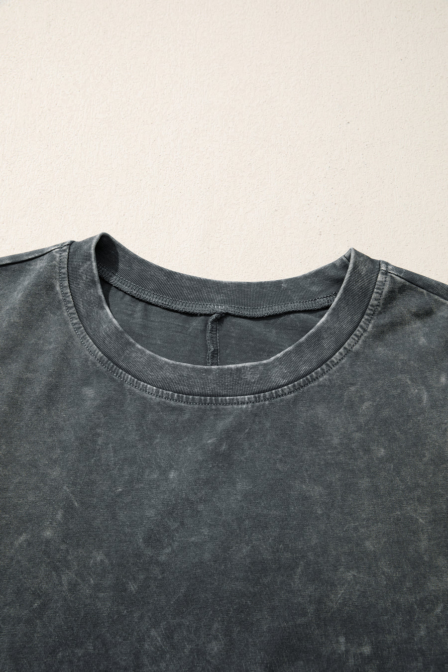 Mineral Washed Oversized Cotton Tee Drop Shoulder Round Neck Tunic Length — back view third colourway | Fashionfitz UK