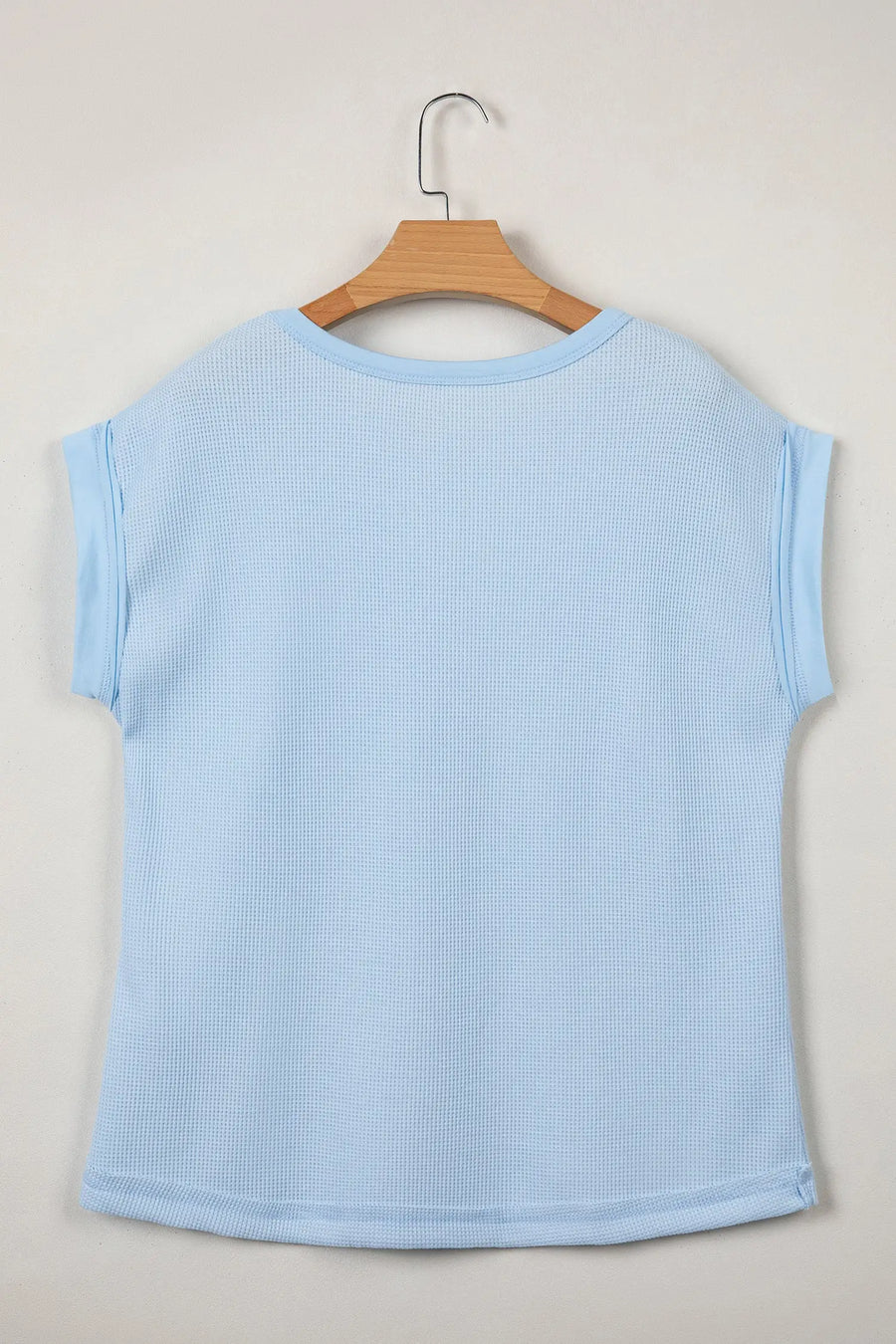 Waffle patchwork sleeveless top raw seam chest pocket round neck casual tank tops