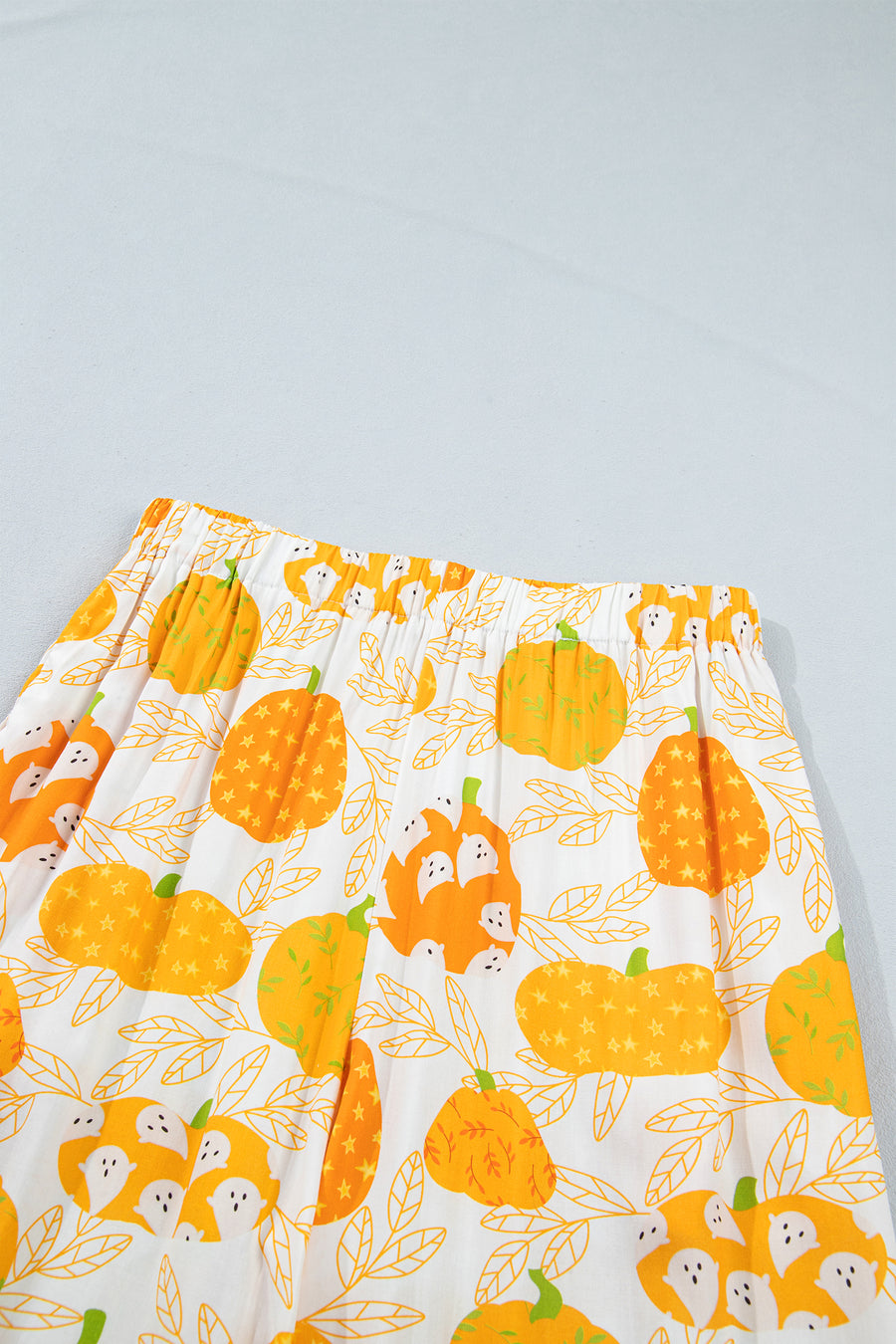 Pumpkin Print Polka Dot Trim Short Sleeve Lounge Set Women UK