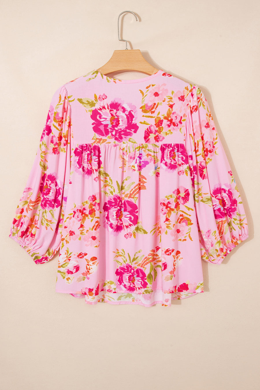 Pink Floral Tie V-Neck Puff Sleeve Blouse Women UK — styled outfit look | Fashionfitz UK
