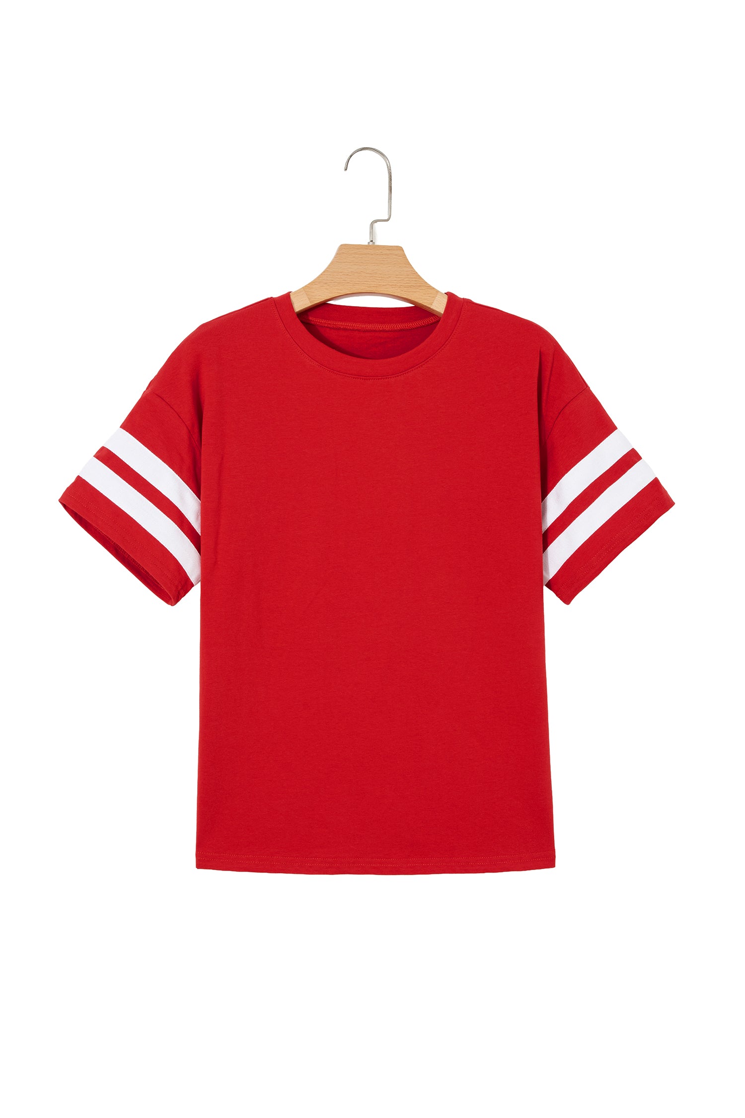 Varsity Stripe Crew Neck Short Sleeve Cotton T-Shirt
