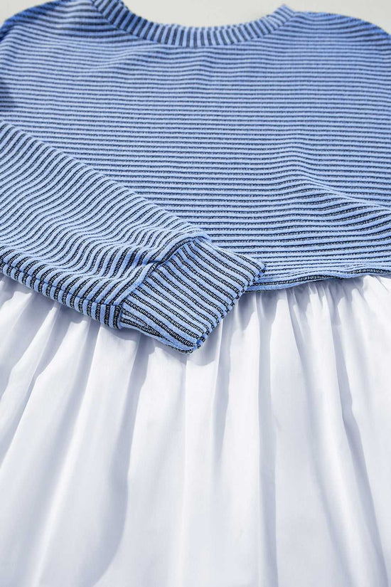 Cobalt Stripe Pleated Dress