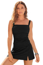 Black Square Neck Tankini Swimsuit